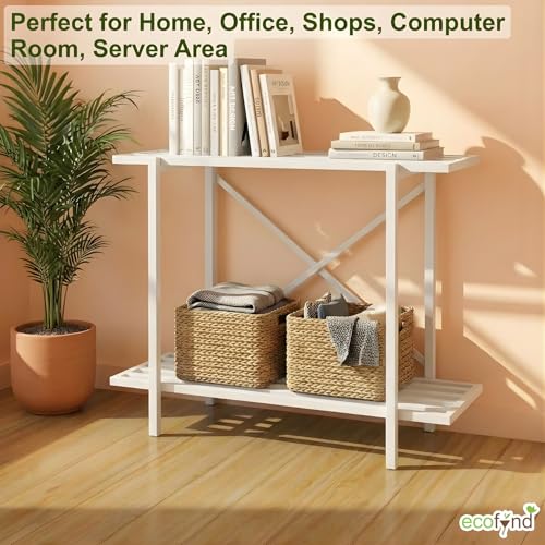 Image of ecofynd 2-Tier UPS Stand for Home and Office, Metal Inverter & Battery Stand, Heavy-Duty Holder for Industrial Use, Secure & Stable Single Battery Stand, Max Load 100 KG, (White, IBS-PS050-WHT)