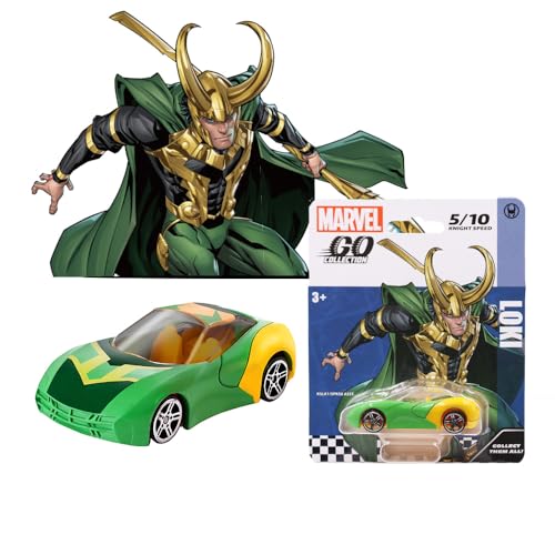 Image of Marvel Go Collection | Knight Speed | Loki | 1:64 Diecast Toy Car | Ages 3 and Up | Collect Them All, Green