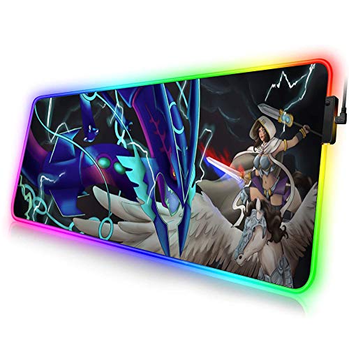 Totem World Trading Card Games Mouse Pad Compatible with Gaming Pokemon Yugioh Magic The Gathering MTG TCG Card Game Table Playmat (Ray x Els LED 14 x 24 inches)