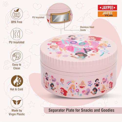 Image of JAYPEE Unimunch PU Insulated Inner Stainless Steel Lunch Box with Steel Dish | Spillproof Ideal for Snacks| Easy to Carry Non Toxic |Safe for Storing Food,375 ml, Pink
