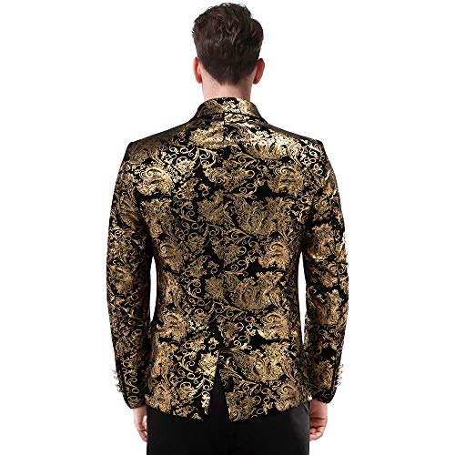 Allthemen Heren pailletten, colbert goud, glitterblazer, slim fit, bruiloft, smoking - Image 5