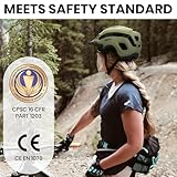 Favoto Mountain Bike Helmet, Lightweight MTB Road Bicycle Helmet for Men and Women, Matte Green, Triple-Shell Design, CE Certified, Removable Peak - Image 4
