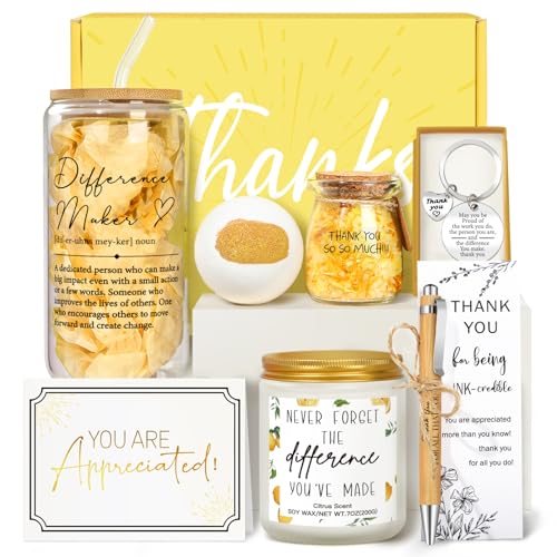 Difference Maker Gifts for Women, Teacher Appreciation Gifts, Thank You Gift Basket with 16oz Difference Maker Cup, Employee Appreciation Gift for Coworkers, Boss, Nurse, Employees