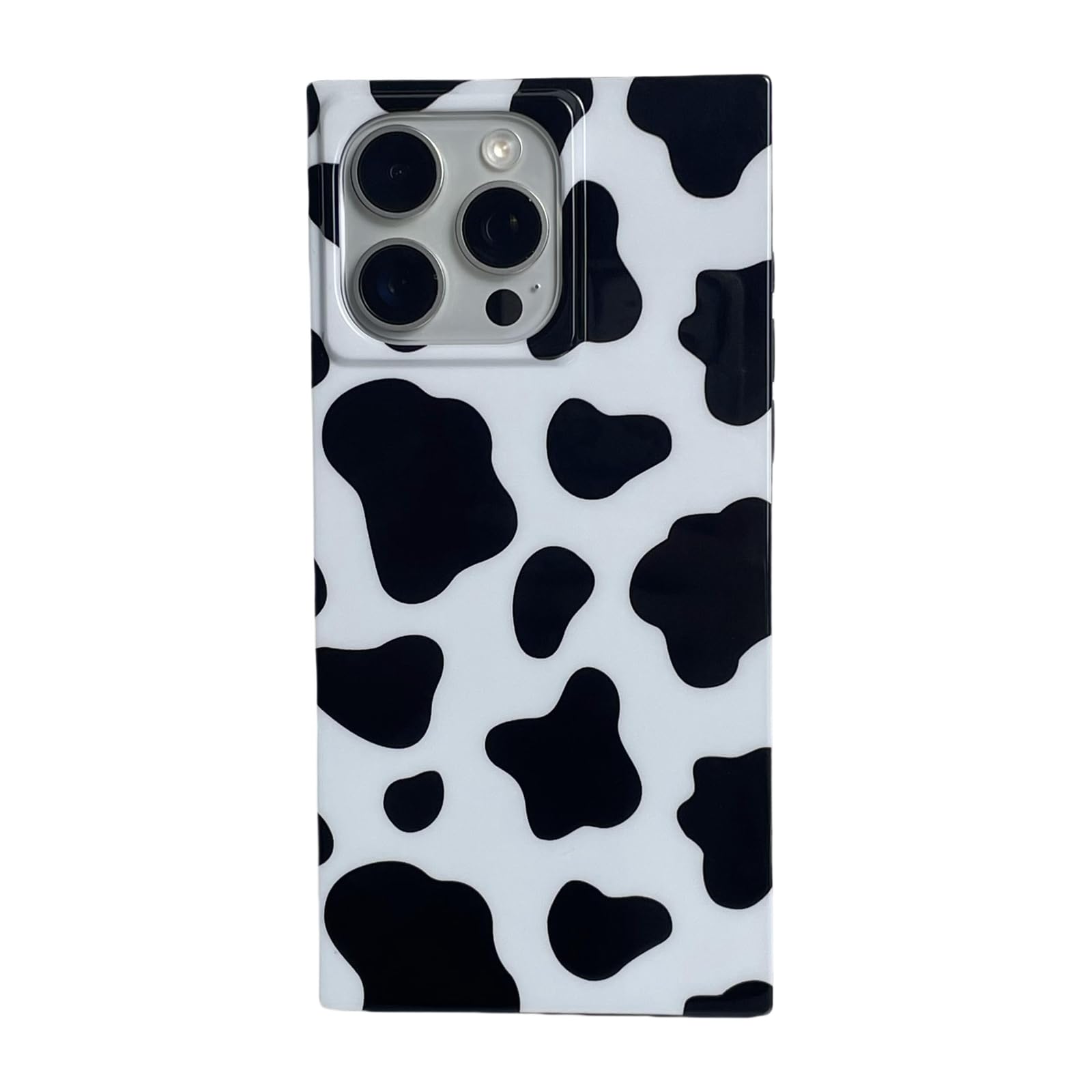 RoyMonkey Rectangle for iPhone 14 Pro Max Case, Cow Animal Print Phone Case, Shockproof Protective Glossy Back Soft Cover for iPhone 14 Pro Max 6.7",