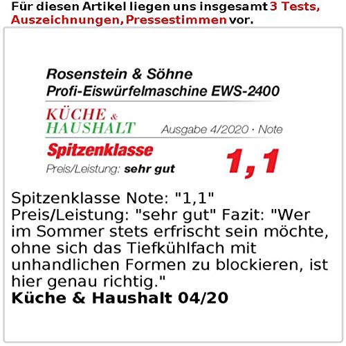 Rosenstein & Söhne Crushed Ice Maschine: Profi-Eiswürfelmaschine mit Crushed Ice & Kaltwasser, XXL-Touchdisplay (Eis Maschine, Eis Crusher, Eiswürfelformen) – Bild 7