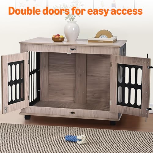 Amazon Basics Heavy Duty Dog Crate Furniture for Small Dogs, Wooden Decorative Dog Kennel Cage Indoor with Safety Lock, 32.5" L x 25.6" W x 21.9" H - Image 6