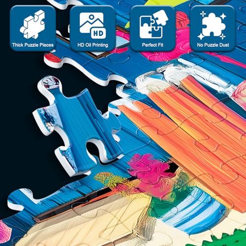 Rompecabezas de 500 piezas para adultos: Cabaña de surf, verano playero, paisaje marino con tabla de surf y letras en el reverso, ajuste perfecto sin polvo, póster 1:1, juego familiar divertido, decoración para el hogar y regalo miniatura 5