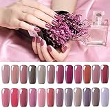 CLAVUZ Gel Nail Polish 24pcs Soak Off Gel Nail Polish Kit Nail Art Manicure Pedicure New Starter Nude Color Gift Set
