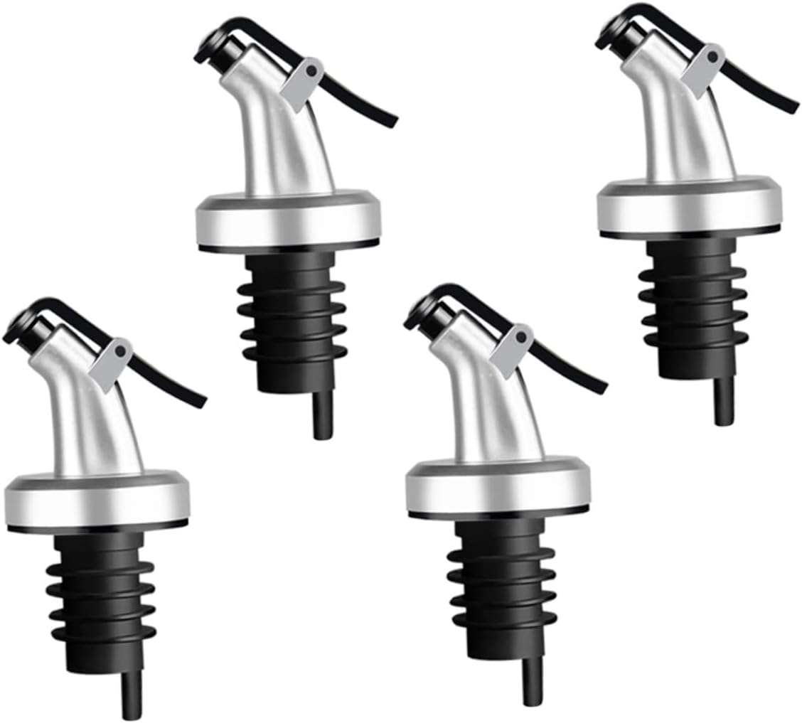 KICHOUSE 4pcs Wine Pourer Spout with Leakproof Nozzle for Oil Vinegar and Liquor Practical Kitchen Accessories for Easy Pouring and Stopping