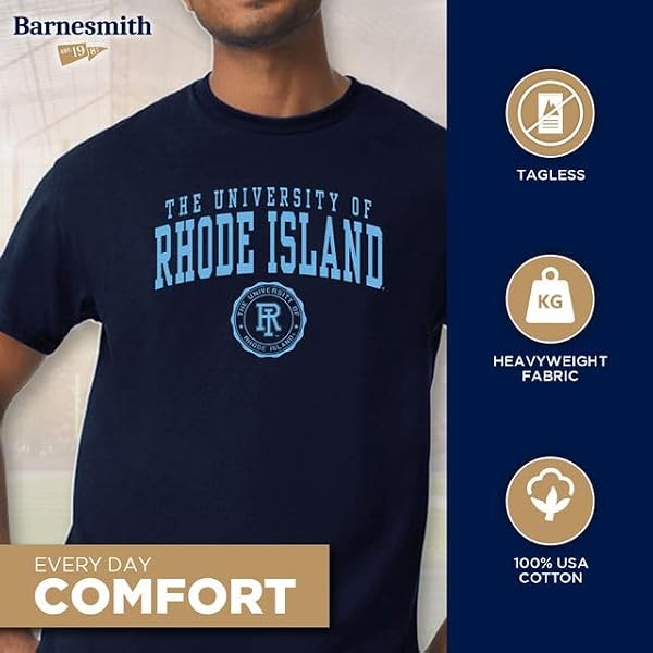 Barnesmith University of Rhode Island Rams Short-Sleeve T-Shirt, Heritage, Navy, Medium - 2