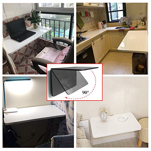 Bureau d'ordinateur compact blanc rabattable et table pliante murale - 8