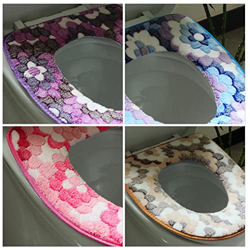 Cabilock 8Pcs Pads Home Pad Washable Toilet Bathroom Mixed Polyester Color Plush Pasting Closestool Winter Mat Cushion Accessories Thicken Cover Fuzzy Toilet Seat Cover #TOP1