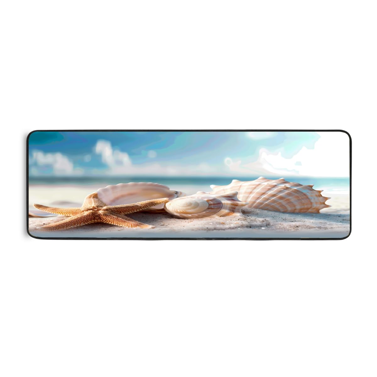 Tapis de cuisine antidérapant et absorbant motif plage pour buanderie