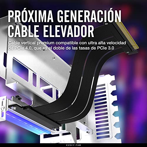 EZDIY-FAB Vertical PCIe 4.0 GPU Mount Bracket Soporte de Tarjeta Gráfica con Módulo LED ARGB de 5V 3 Pines. Kit de Soporte VGA con Cable PCIe 4.0 X16 Gen4 de 17 cm / 6.69in Ángulo Recto-Blanco - imagen 3