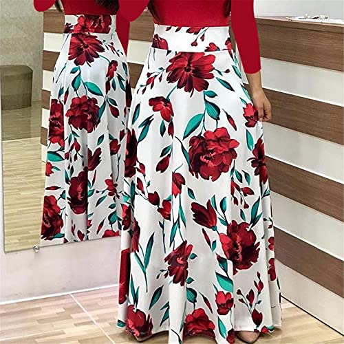 CPNG Damesjurk met lange mouwen, lange maxi-jurk met bloemenprint, vrijetijdsjurk - Afbeelding 6