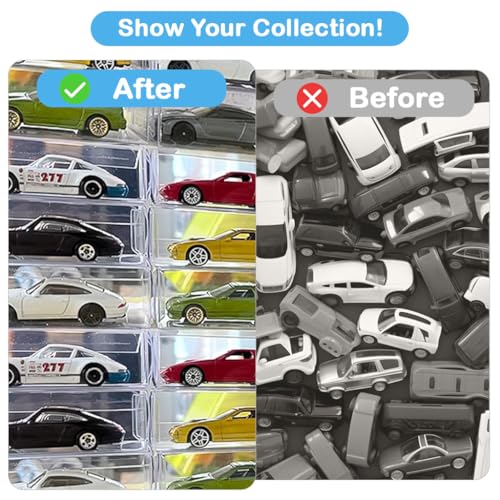 Image of HASTHIP 12Pcs Clear Display Case for 1: 64 Car Model Toy, Foldable PVC Dustproof Storage Box, DIY Car Stand Showcase for Mini Figures Collectibles, 30x40x82mm (Toy NOT Included)