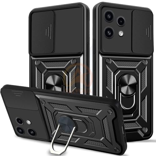 Image of Armor Bumper Back Cover Case for Nothing Phone 3A Lite 5G Rotating Camera Cover, Ring Holder & Kickstand | Heavy Duty & 360 Degree Protection Nothing Phone 3A Lite 5G Back Cover (Black)