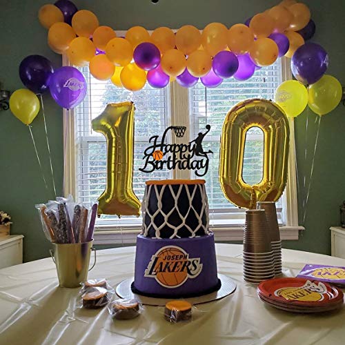 Vivicraft Basketball Theme Cake Topper For Boy Birthday Decorations, Double Sided Glittery Happy Birthday Basketball Cake Toppers For Party Supplies (1Pcs, Black) #TOP5
