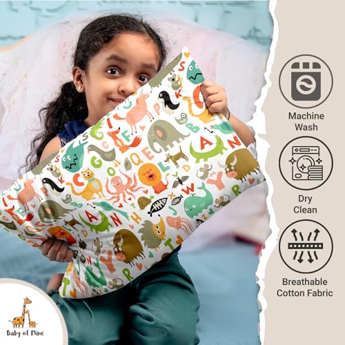 Image of Personalized Pillow for Kids a€ inch Custom Name, Super Soft Cotton Kids Cushion for Infants & Toddlers, 1 Month to 5 Year Olds, Adorable Prints