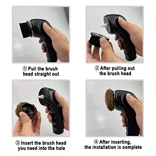 Electric Shoe Shine Kit, Portable Handheld Electric Shoe Polisher Brush Shoe Shiner Dust Cleaner Wireless Leather Care Kit for Shoes, Bags, Sofa