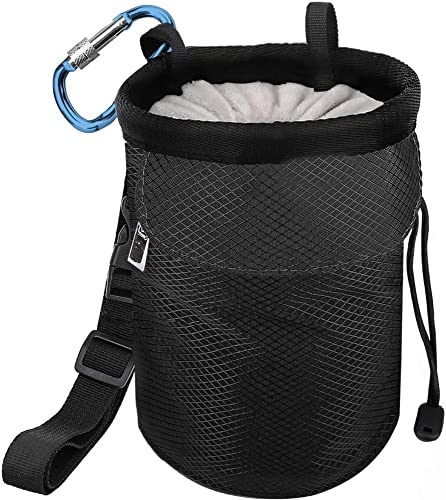Chalk Bag For Rock Climbing - Bouldering Chalk Bag With Adjustable Quick Clip Strap And Drawstring Closure. Includes Carabiner Clip For Attaching. Collapsible For Easy Storage. #TOP9