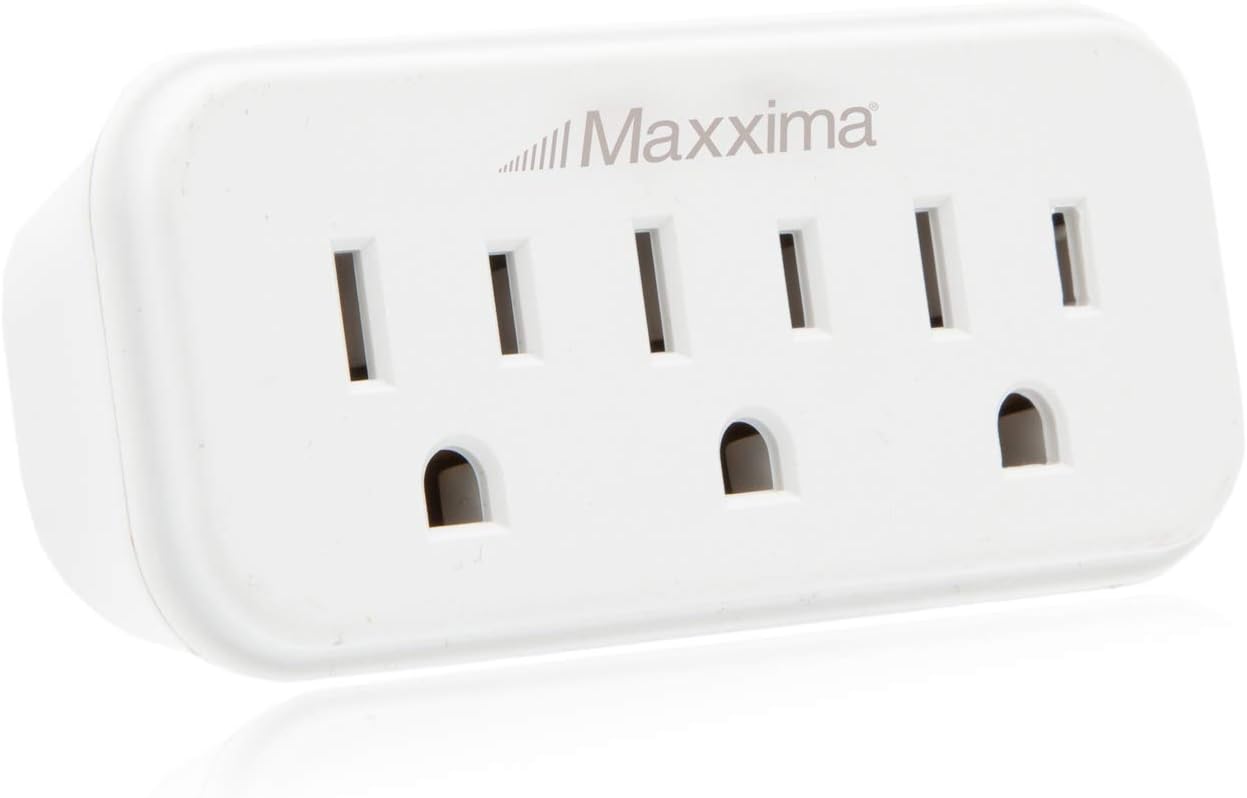 Maxxima 3 Grounded Multi Outlet Adapter Wall Plug - Outlet Extender Wall Tap, Turns 1 Outlet into 3, Indoor 3 Way Plug Splitter - White - 4 Pack