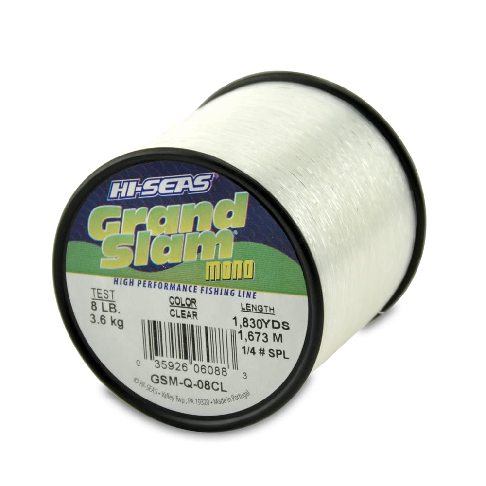 Hi-Seas Grand Slam Monofilament Line, 8 lb / 3.6 kg Test, .011 in / 0.27 mm Dia, Clear, 1830 yd / 1673 m