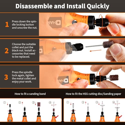Image of HARDELL Mini Cordless Rotary Tool 3.7V, 5-Speed and USB Charging with 35 Accessories, Multi-Purpose Power Rotary Tool for Sanding, Polishing, Drilling, Carving, Engraving, DIY Crafts