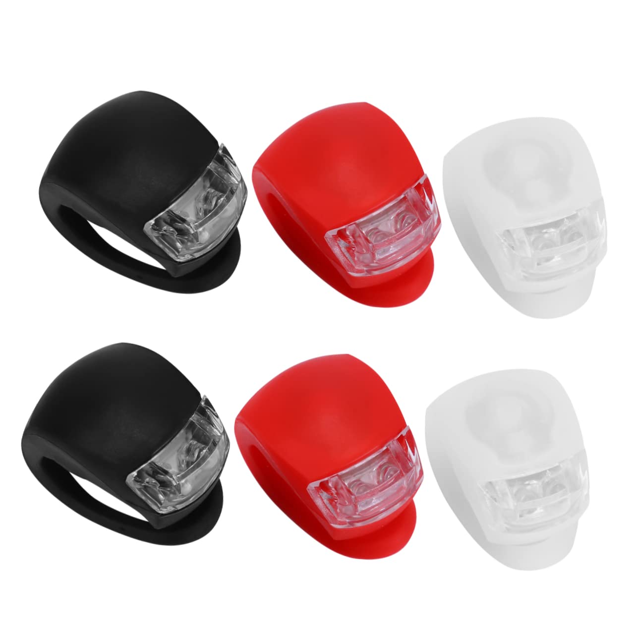 SUPVOX 6Pcs Bike Light Silicone LED Warning Lamps for Night Riding Front Rear Bicycle Lights Red Black White Easy Install Switch Shower