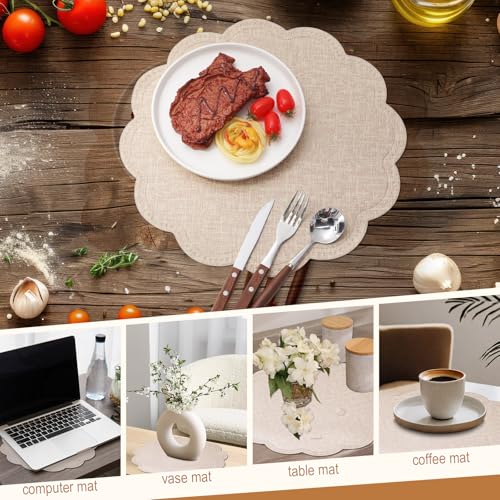 Sets de table ronds imperméables en cuir pour table de cuisine chic - 8