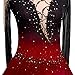 JRUIA Girls' Figure Ice Skating Competition Dress Black Red Halo Dyeing Asymmetric Hem Rhythmic Gymnastics Leotard Long Sleeve,Black,XL