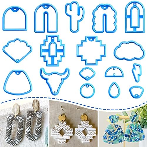 KEOKER Polymer Clay Cutters, Set of 17 Shapes Aztec Clay Cutters for Polymer Clay Jewelry, Aztec Clay Earing Cutters for Polymer Clay Jewelry Making
