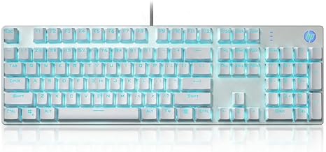 HP GK400F Wired Mechanical Gaming Keyboard – Wired USB 104-Key Full Size, Brown Mechanical Switches, Blue Backlit, Compati...