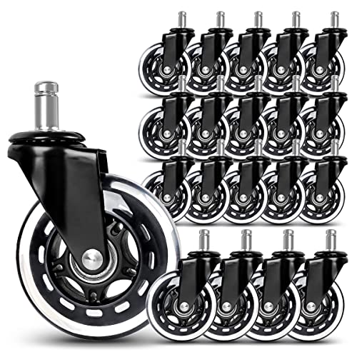 Office Chair Caster Wheels Replacement, Heavy Duty Casters Safe for All Floors,Without Chair Mats. 3