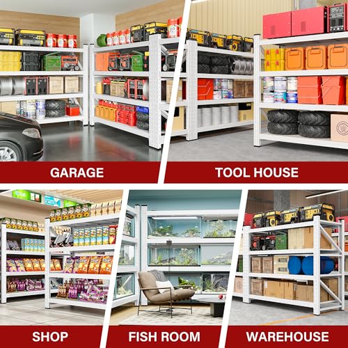 Image of 48 inch Wide Heavy Duty Garage Shelving Units,3000LBS 24 Deep Storage Shelves,White Metal Garage Shelves,Large Storage Rack,Steel Shelf,Industrial Shelving for Shop,Warehouse,48 inch W x 24 inch D x 70 inch H