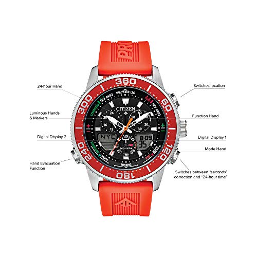 Citizen Men's Promaster Sailhawk Eco-Drive Watch, Yacht Racing Timer, Chronograph, Polyurethane Strap, Dual-Time, Analog/ Digital Times, Luminous Hands And Markers, Orange #TOP3