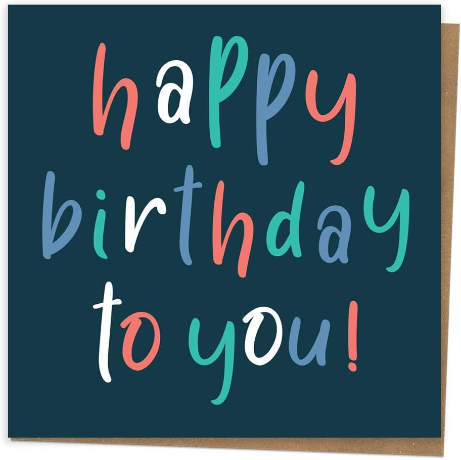 Dotty about Paper Birthday Card for him - Navy Typography Premium Greetings Card. Unisex, Birthday Card for Male, Happy Birthday Card. Envelope Included. (3382)