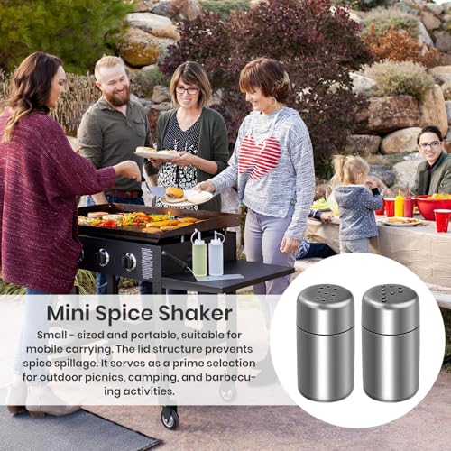 Mini Salzstreuer für Unterwegs, 2 Stück Edelstahl Salz 5ml Salzstreuer Klein mit Deckel Gewürzstreuer Camping Salz und Pfefferstreuer Geeignet für Restaurants Camping und Grill im Freien