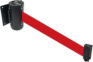 VIP Crowd Control Retractable Safety Wall Queue Barrier With Tuff Tex Black Finished (96" Red)