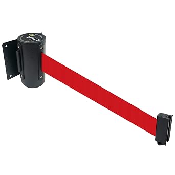 VIP Crowd Control Retractable Safety Wall Queue Barrier With Tuff Tex Black Finished 156" Red