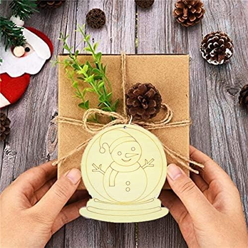 HBell 60pcs Christmas Wooden Ornaments Set Wooden Baubles with Holes,Unfinished Wooden Slices with Twine,Colorful Bells and Watercolor Pen for Kids DIY Crafts Christmas Hanging Decoration Xmas Gifts