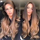 HELLORSO Lacefront Wig Front Lace Wig Female Black Medium Split Short Straight Fiber Head Cover Lace Front Wigs Synthetic Hair For Women Brown