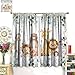 Kids Safari Animal Curtains Woodland Wildlife Jungle Animals Window Treatments for Boys Girls Bedroom Cute Cartoon Lion Nursery Children Drapes for Living Room W42xL45(Decor)