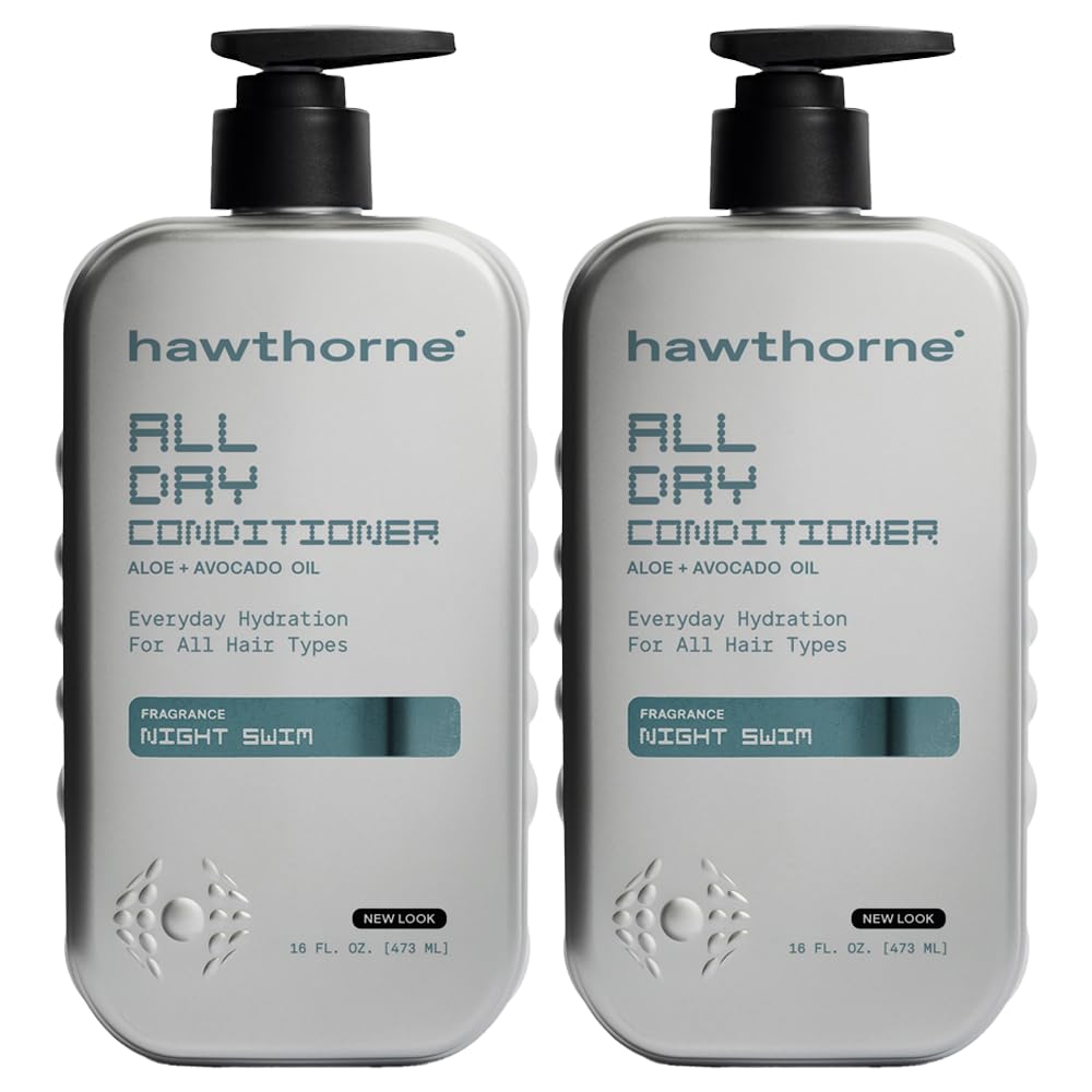 Hawthorne All Day Men's Conditioner. Sulfate Free, Paraben Free Conditioner With Argan Oil & Coconut Oil. For Stronger, Healthier Hair. Night Swim Cologne Scent. 16 fl. oz. 2-Pack.