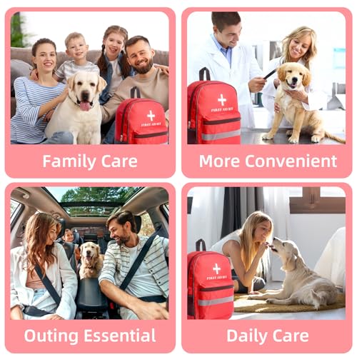 Dmnnlp Pet First Aid Backpack Empty with Portable Bag for Pet First Aid Kits, Home Outdoor Travel Camping Emergency Supplies Storage (Red,White)