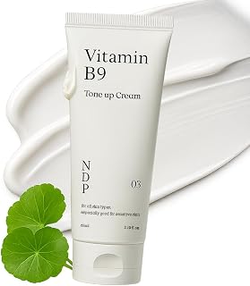 NDP Vitamin B9 Tone-up Cream, Silicone Free Face Primer for Pore Minimizing, 95% Pure Cica Extract, Breathable Skin Formula, Glass Skin & Lightweight, V-Cream Clean K-Beauty (65ml / 2.19 Fl Oz)