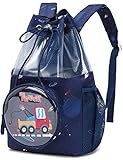 mygreen Children Boy Girl Truck Universe Galaxy Print Drawstring Backpack Outdoor Casaul Portable Shoulder Bag Swim Gymsack Sack Pack Dark Dark Blue