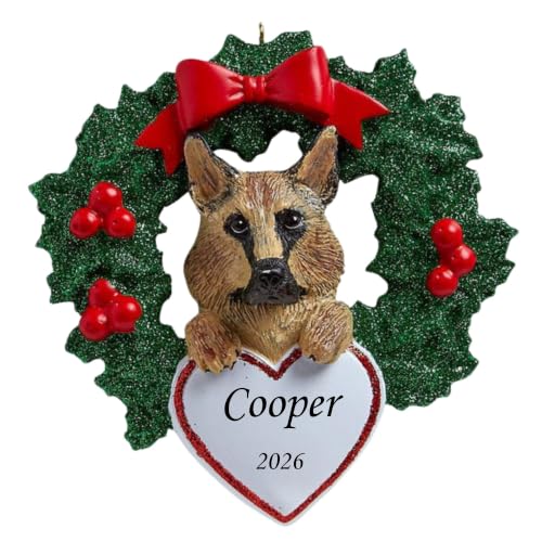 Holiday Treasures 2026 German Shepherd Holiday Wreath Christmas Ornament