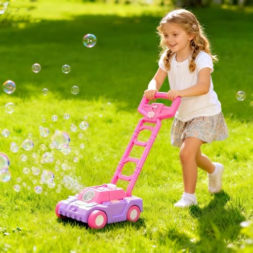 image for Bttyu Bubble Lawn Mower for Toddlers,Outdoor Bubble Machine with Push 