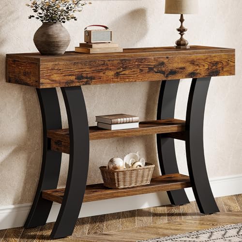Tribesigns 41" Small Console Table for Entryway, 3-Tier Narrow Rustic